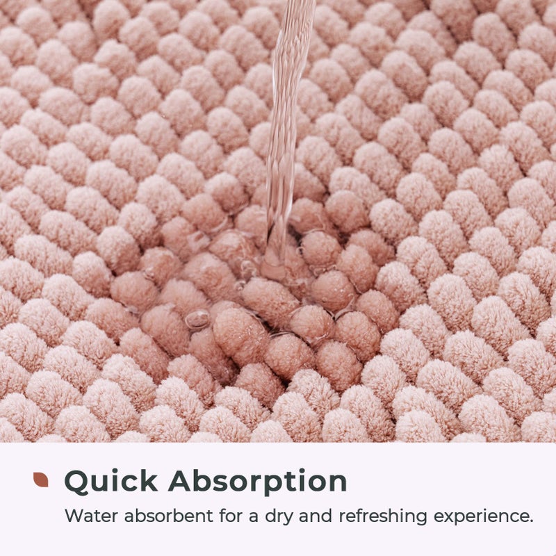 FRESHMINT Chenille Bathroom Rugs Mat 32â€x20â€, Non-Slip Bath Mat for Bathroom Floor & Bathtub, Washable Soft Shower Shag Bath Rugs, Fluffy Thick Water Absorbent Microfiber Shower Mat, Dusty Pink - Image 4